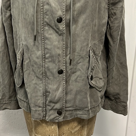 AE UTILITY FIELD JACKET LYOCELL HOODED ZIP/SNAP MILITARY GREEN SMALL - Picture 3 of 16